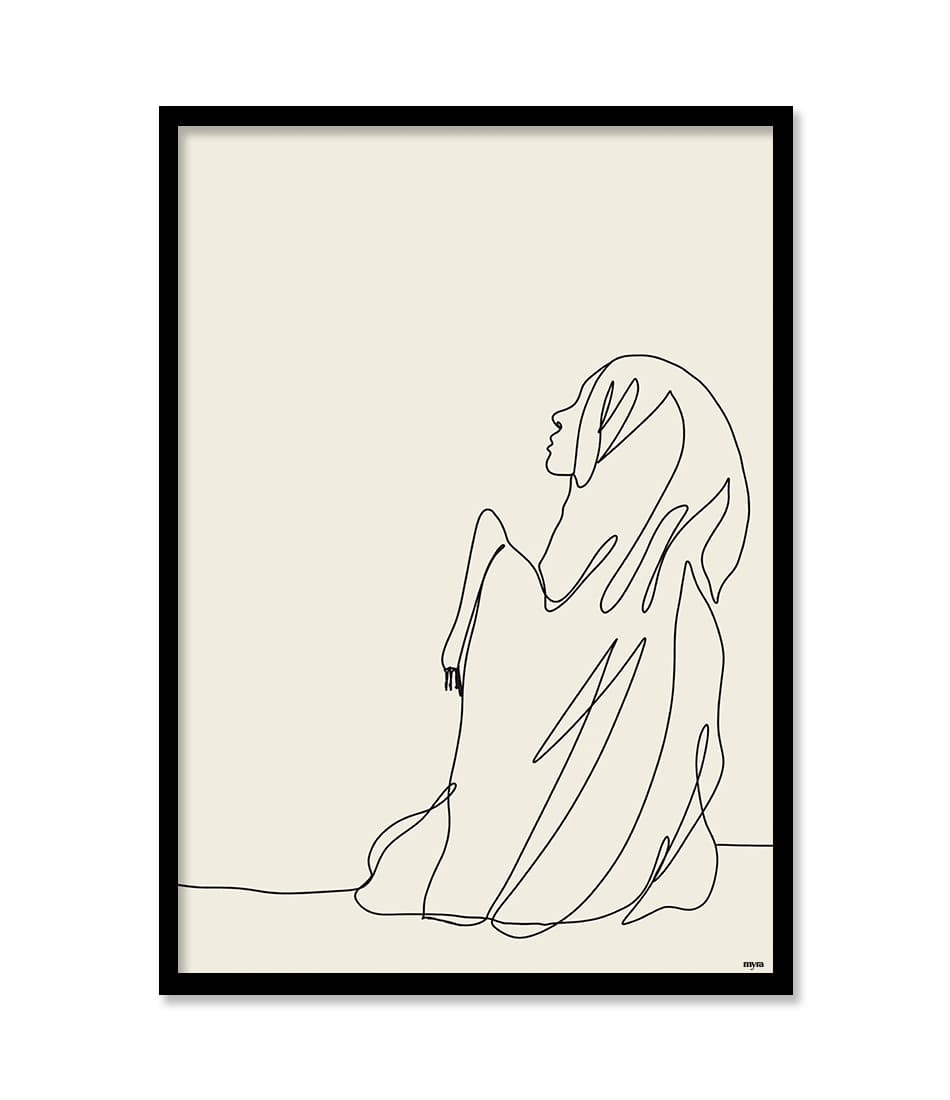 Praying Woman Line Illustration